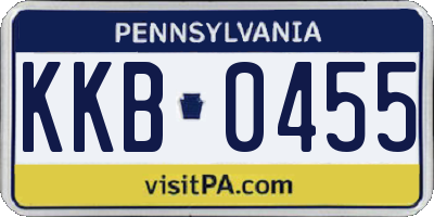 PA license plate KKB0455