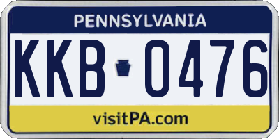 PA license plate KKB0476
