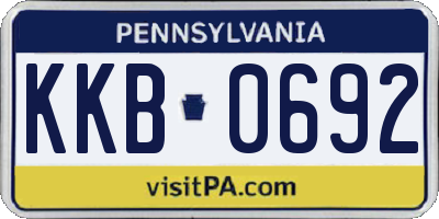 PA license plate KKB0692