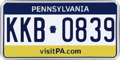 PA license plate KKB0839