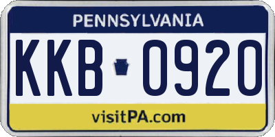 PA license plate KKB0920