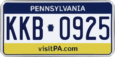 PA license plate KKB0925