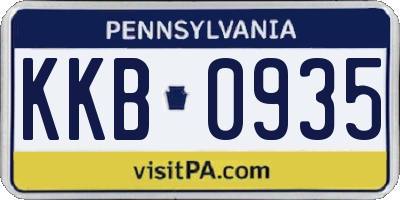 PA license plate KKB0935