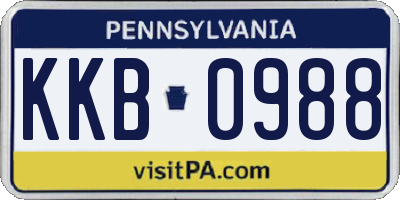 PA license plate KKB0988