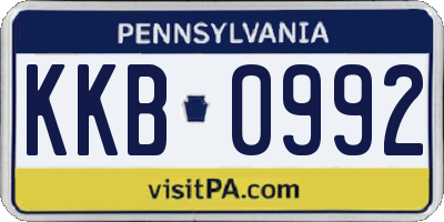 PA license plate KKB0992