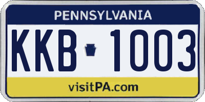PA license plate KKB1003