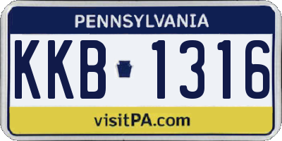 PA license plate KKB1316