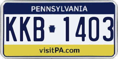 PA license plate KKB1403