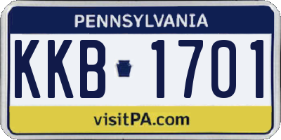 PA license plate KKB1701