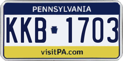 PA license plate KKB1703