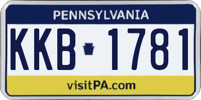 PA license plate KKB1781