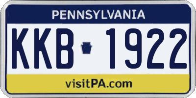 PA license plate KKB1922