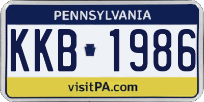 PA license plate KKB1986