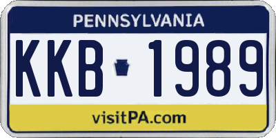 PA license plate KKB1989