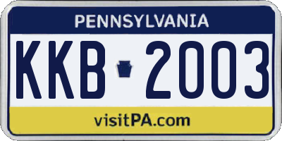 PA license plate KKB2003
