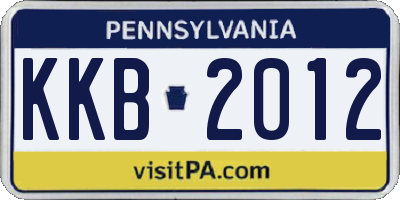 PA license plate KKB2012