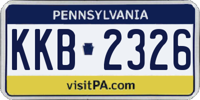 PA license plate KKB2326