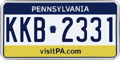 PA license plate KKB2331