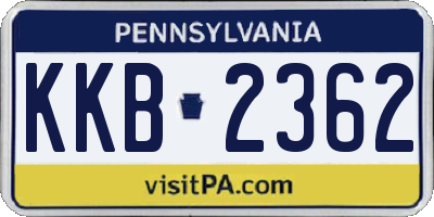 PA license plate KKB2362