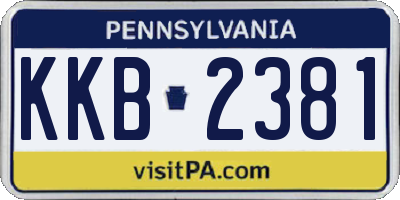 PA license plate KKB2381
