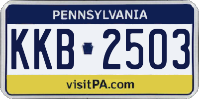 PA license plate KKB2503