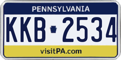 PA license plate KKB2534