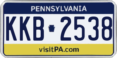 PA license plate KKB2538