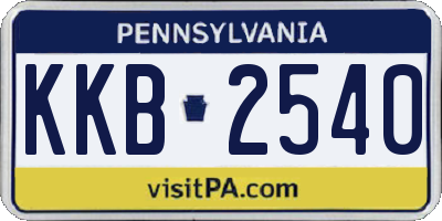 PA license plate KKB2540