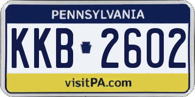 PA license plate KKB2602
