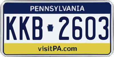 PA license plate KKB2603