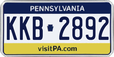 PA license plate KKB2892