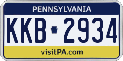 PA license plate KKB2934