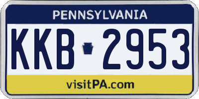 PA license plate KKB2953