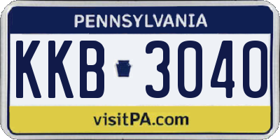 PA license plate KKB3040