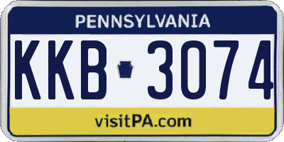 PA license plate KKB3074