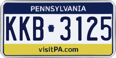 PA license plate KKB3125