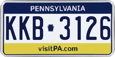PA license plate KKB3126