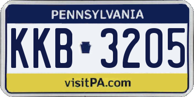 PA license plate KKB3205