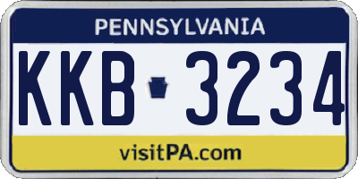 PA license plate KKB3234
