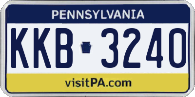 PA license plate KKB3240