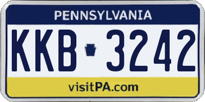 PA license plate KKB3242