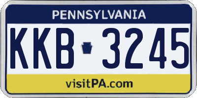 PA license plate KKB3245