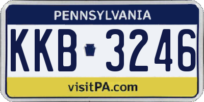 PA license plate KKB3246