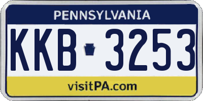 PA license plate KKB3253