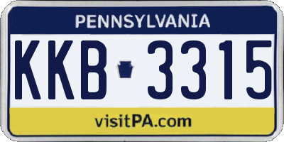 PA license plate KKB3315