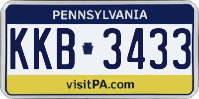 PA license plate KKB3433