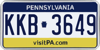 PA license plate KKB3649