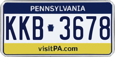 PA license plate KKB3678