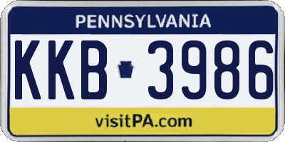 PA license plate KKB3986