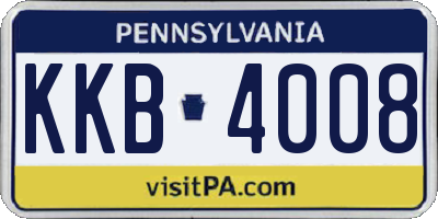 PA license plate KKB4008